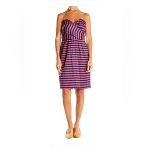 COREYLYNNCALTER Pink and Navy Striped Strapless Dress